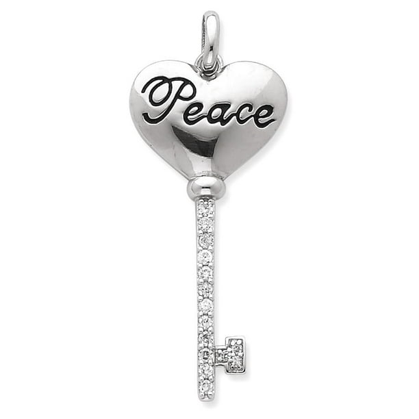CZ Cubic Zirconia Heart Necklace Heart Key Silver Necklace Sterling Silve Heart Necklace